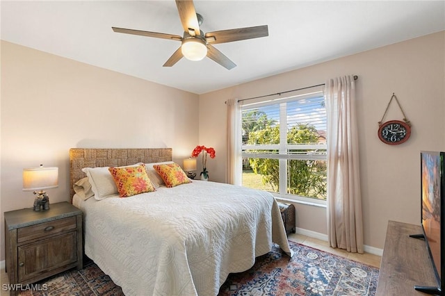 bedroom featuring ceiling fan