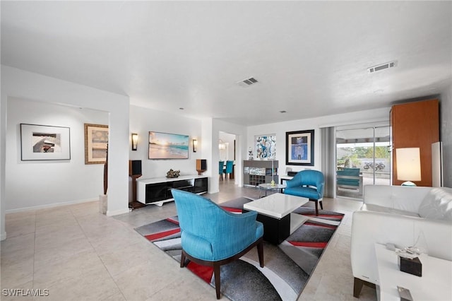 view of tiled living room