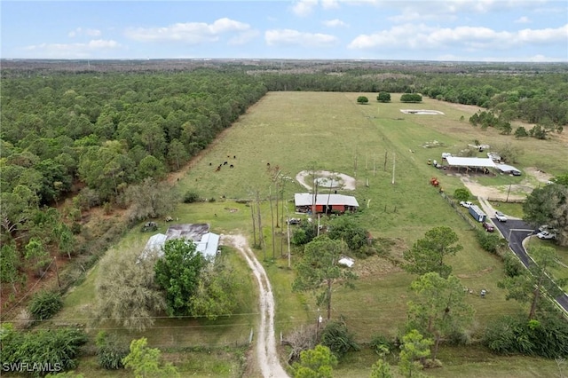 aerial view featuring a rural view