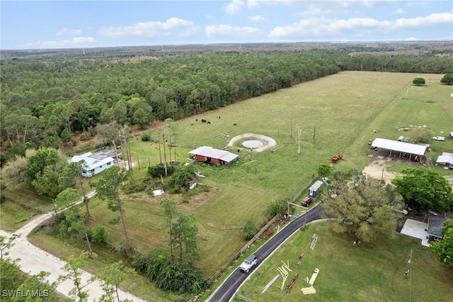 aerial view featuring a rural view