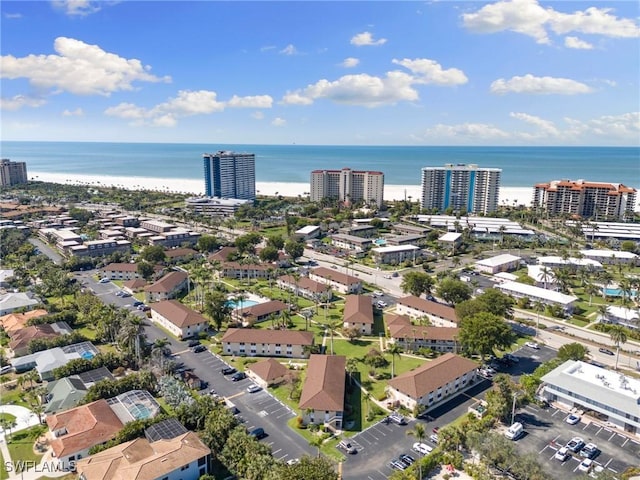 aerial view with a water view and a city view