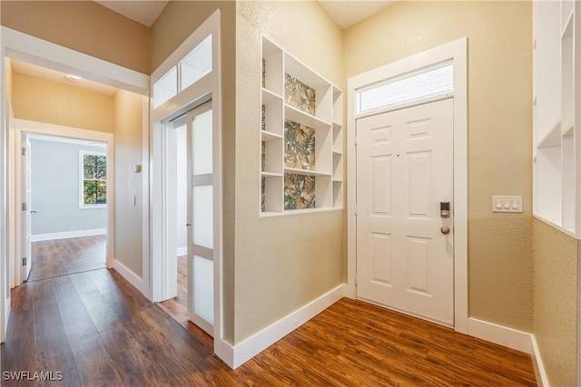 entryway with dark wood-type flooring