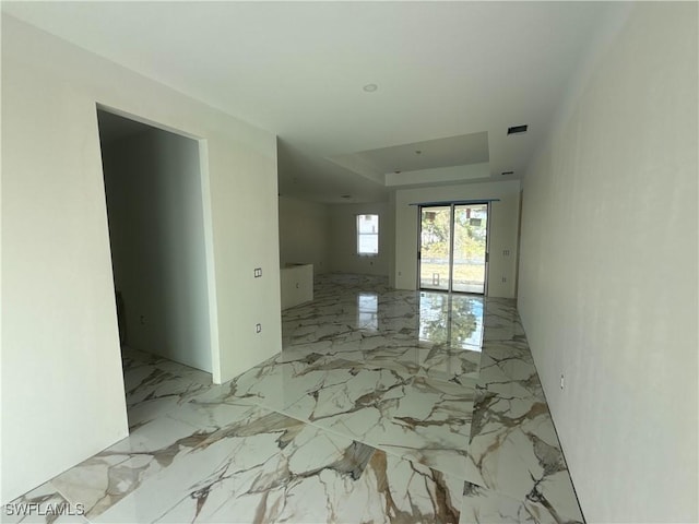 spare room featuring a tray ceiling