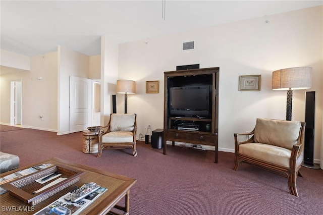 living room with carpet flooring