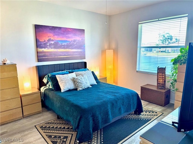 bedroom with wood-type flooring