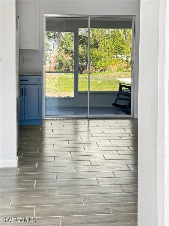 doorway with wood tiled floor