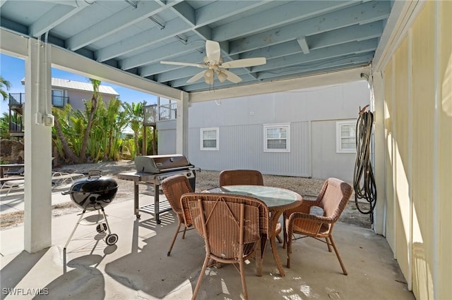 view of patio / terrace featuring ceiling fan