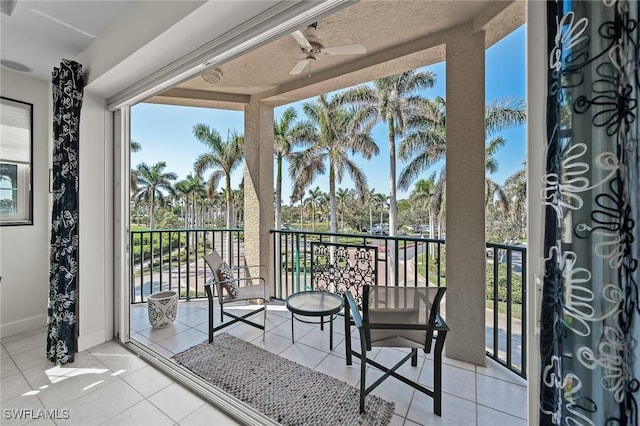 balcony with ceiling fan