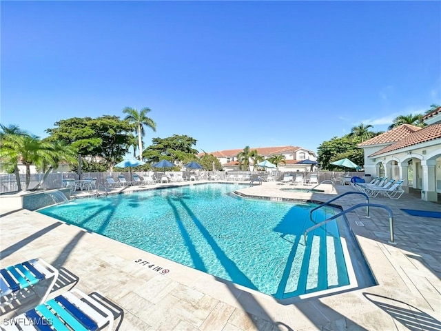 view of pool featuring a patio area