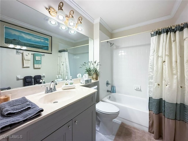 15060 Tamarind Cay Ct Unit 802, Fort Myers, FL 33908 - full bathroom featuring vanity, shower / bath combination with curtain, and crown molding
