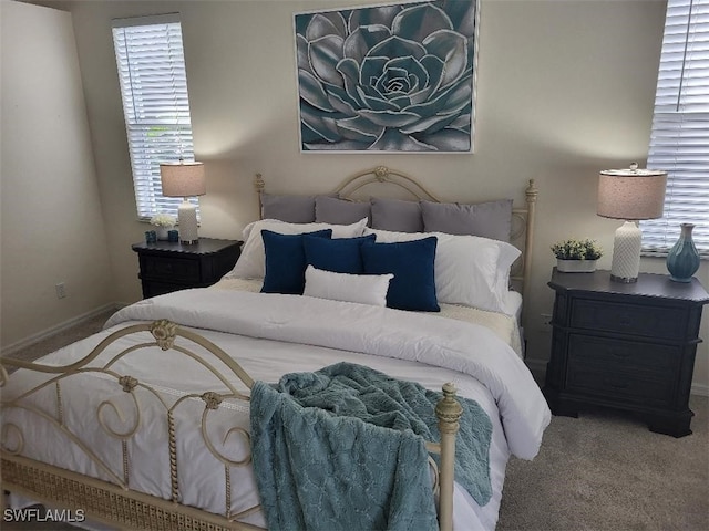 bedroom with carpet flooring and multiple windows