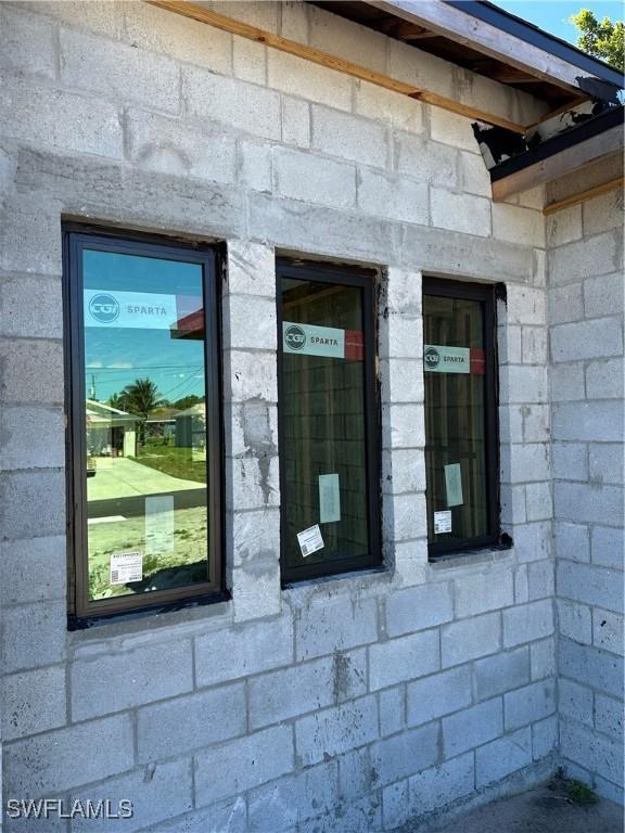 exterior space featuring stone siding