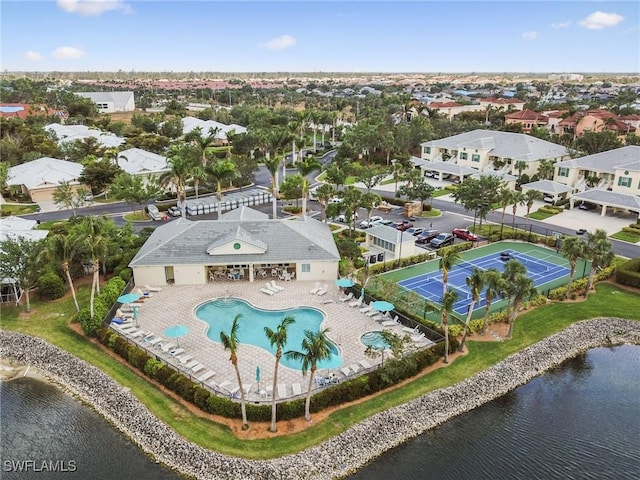 15011 Sandpiper Preserve Blvd Unit 106, Fort Myers, FL 33919 - aerial view of residential area featuring a pool and a nearby body of water
