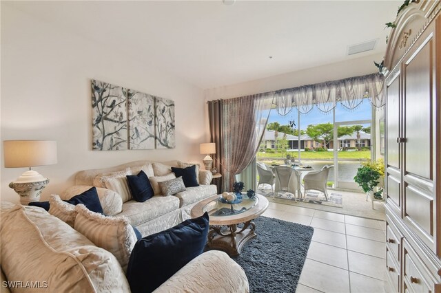 view of tiled living room