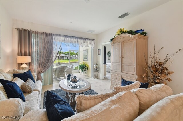 view of tiled living room