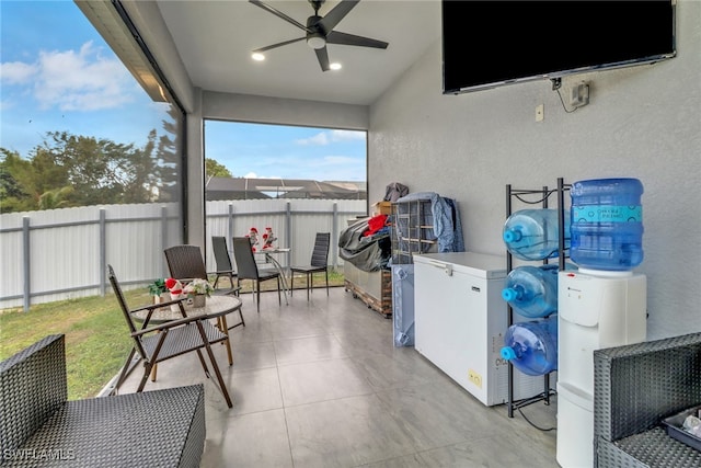 view of patio / terrace with ceiling fan and a fenced backyard