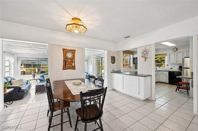 view of tiled dining space