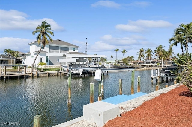 view of dock featuring a water view