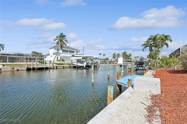 dock area featuring a water view