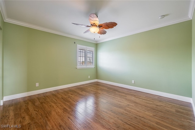 2534 Verdmont Ct, Cape Coral, FL 33991 - empty room with ornamental molding, wood finished floors, a ceiling fan, and baseboards