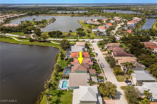 2534 Verdmont Ct, Cape Coral, FL 33991 - drone / aerial view featuring a water view and a residential view