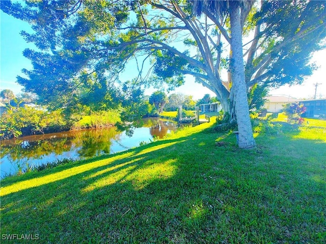 view of yard featuring a water view