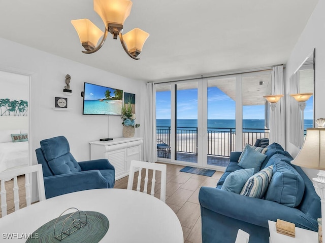 living room featuring expansive windows