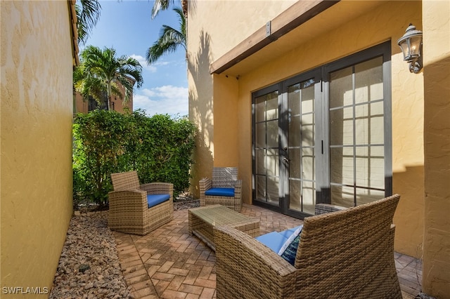 view of patio / terrace featuring french doors