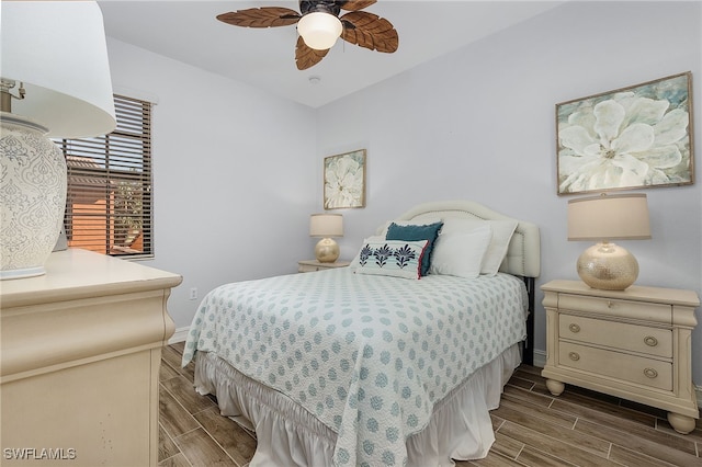 bedroom featuring ceiling fan