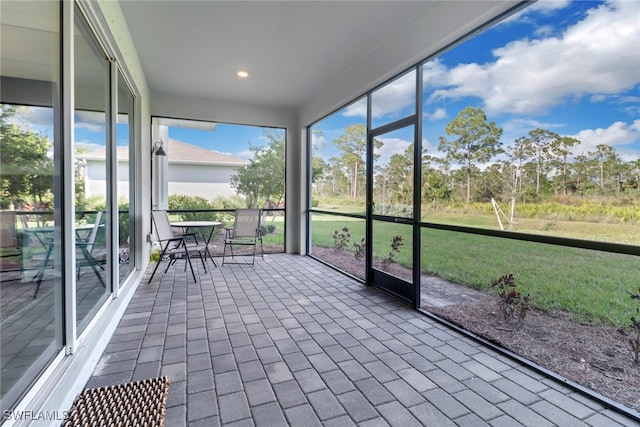 view of unfurnished sunroom