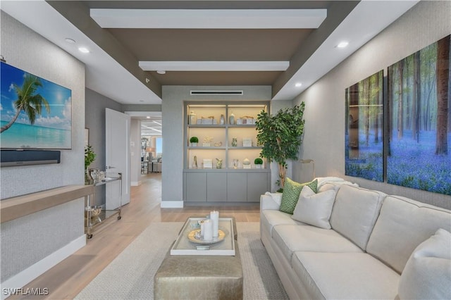 living room with light wood-type flooring