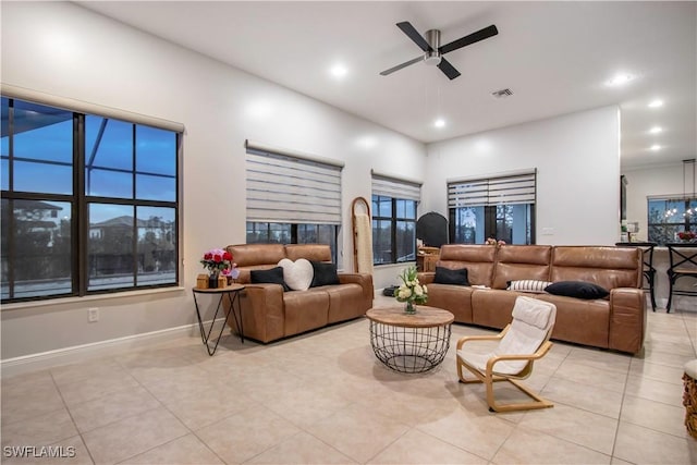 5222 N Ferrari Ave, Ave Maria, FL 34142 - tiled living room featuring ceiling fan