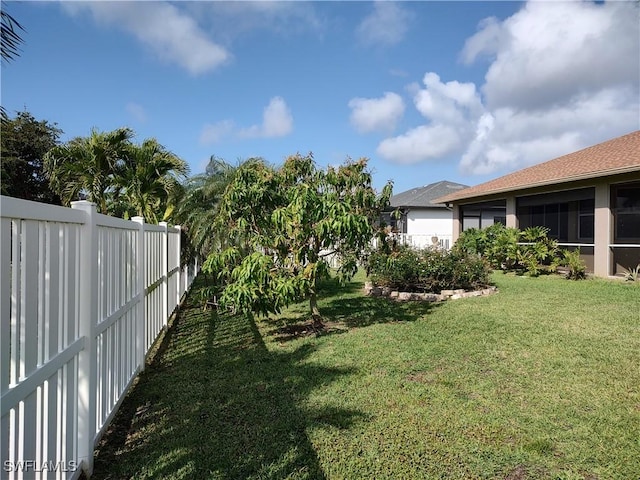 view of yard featuring a fenced backyard