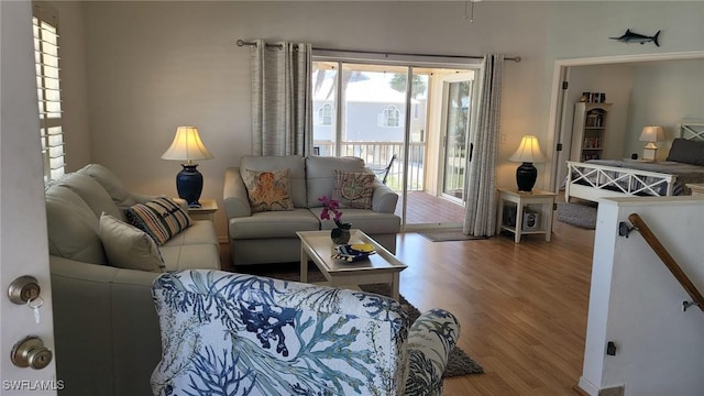 living area with wood finished floors