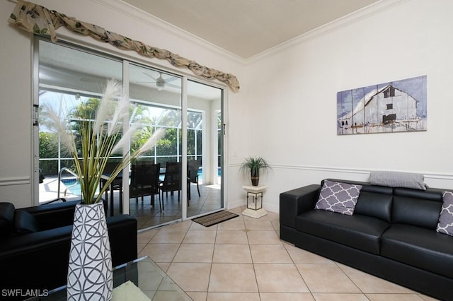 704 107th Ave N, Naples, FL 34108 - living room with crown molding and light tile patterned floors