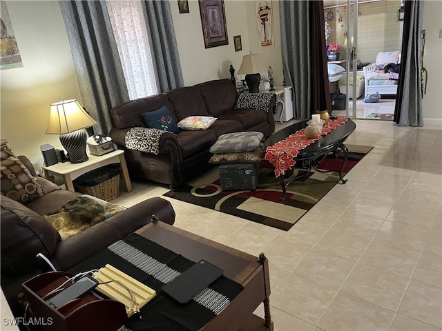 view of tiled living room