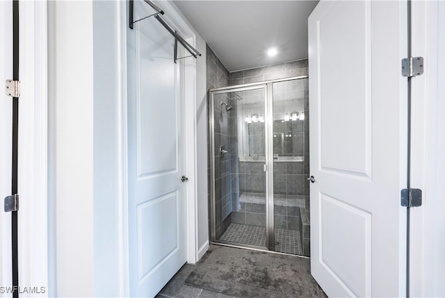 bathroom featuring a stall shower