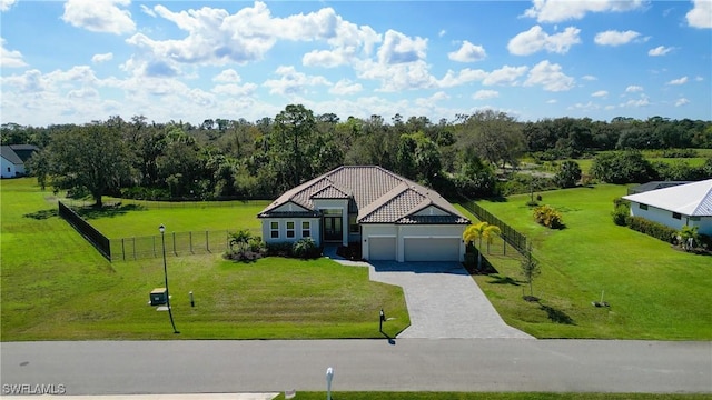 bird's eye view with a rural view