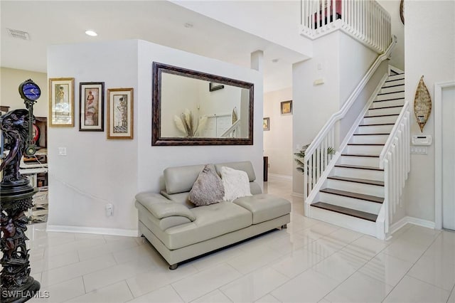 view of tiled living room