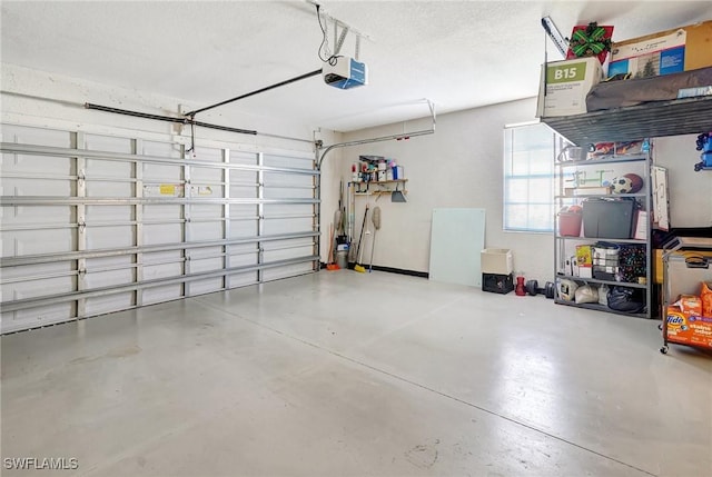 garage with a garage door opener