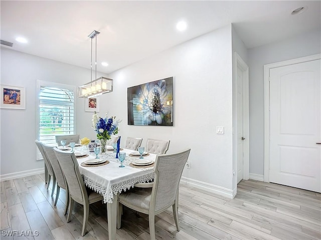 7684 County Rd 78, Fort Denaud, FL 33935 - dining space featuring visible vents, recessed lighting, light wood-style flooring, and baseboards