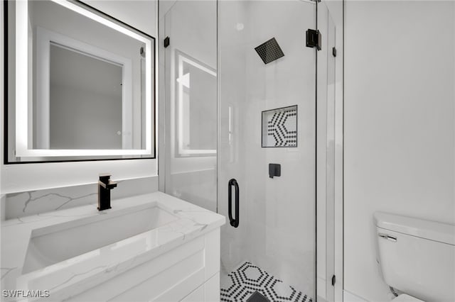 2125 Trafalgar Pkwy, Cape Coral, FL 33991 - bathroom featuring a sink, a stall shower, and toilet