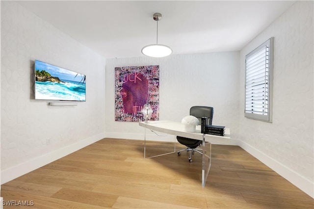 office featuring hardwood / wood-style floors