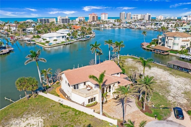 342 Germain Ave, Naples, FL 34108 - birds eye view of property with a view of city and a water view
