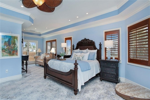 342 Germain Ave, Naples, FL 34108 - bedroom featuring a raised ceiling, ornamental molding, and baseboards