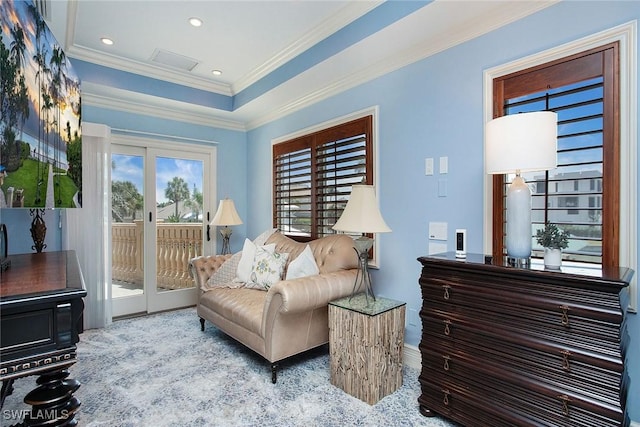 342 Germain Ave, Naples, FL 34108 - sitting room with baseboards, visible vents, ornamental molding, and recessed lighting