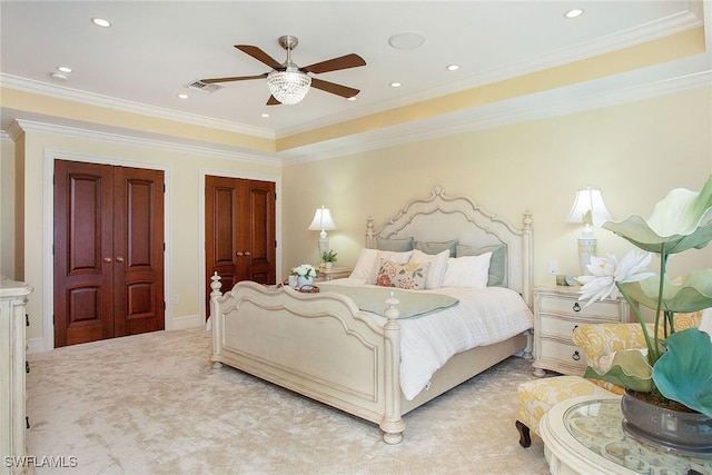 342 Germain Ave, Naples, FL 34108 - bedroom featuring visible vents, recessed lighting, and ornamental molding