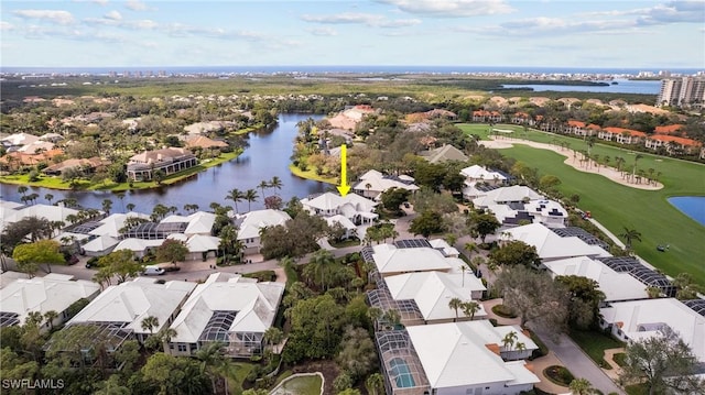 bird's eye view featuring a water view