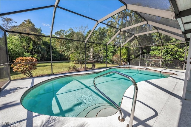 pool featuring a patio area and a lanai