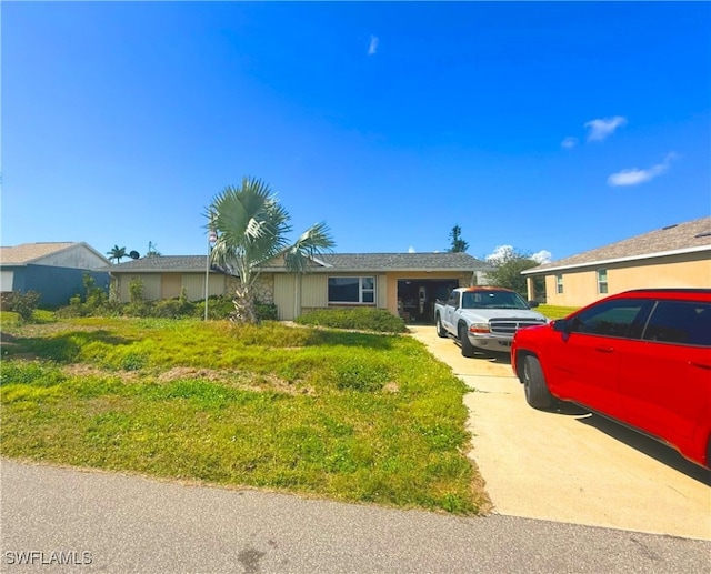 single story home with a garage